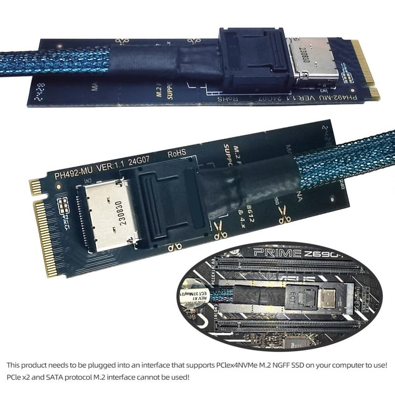 Chenyang Oculink SFF-8612 to PCI-E 4.0 NVME M.2 M-Key Host Adapter Support 2230/2242/2260/2280 for U.2 SSD & eGPU - Image 3
